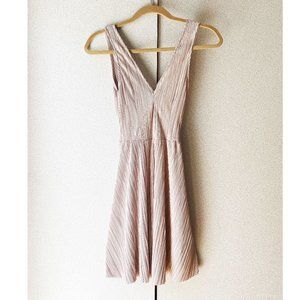 Champagne Pink Pleated Skater Dress